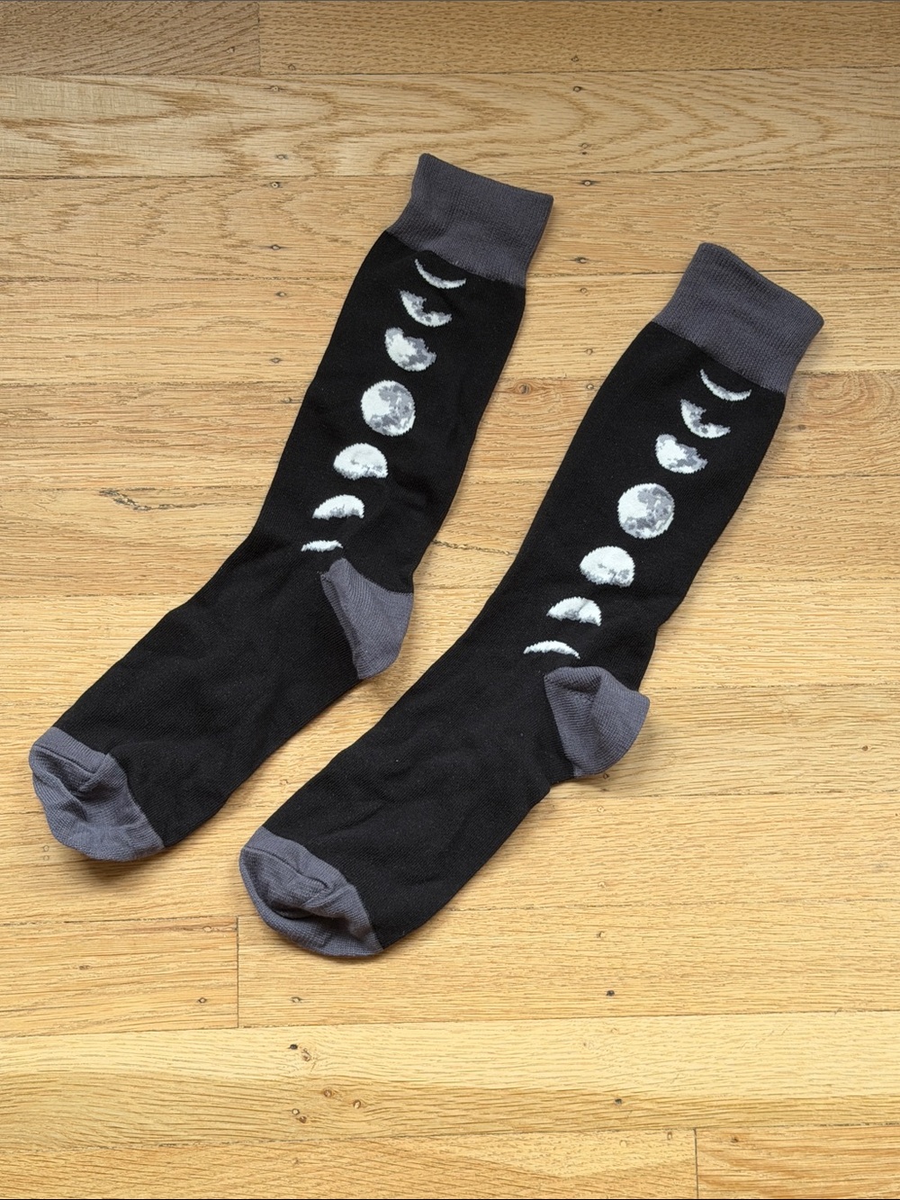 NWOT Moon Phase Crew Socks - Black & Gray